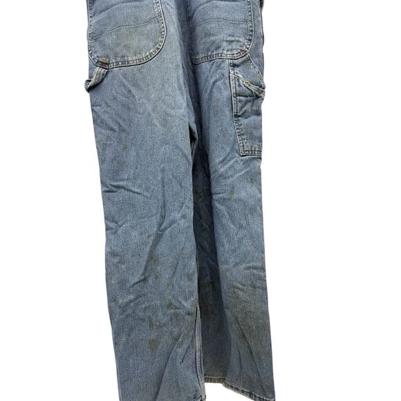 Dickies Men’s Denim Overalls Distressed Thrashed Farm Workwear Size 34X30 - Picture 10 of 12